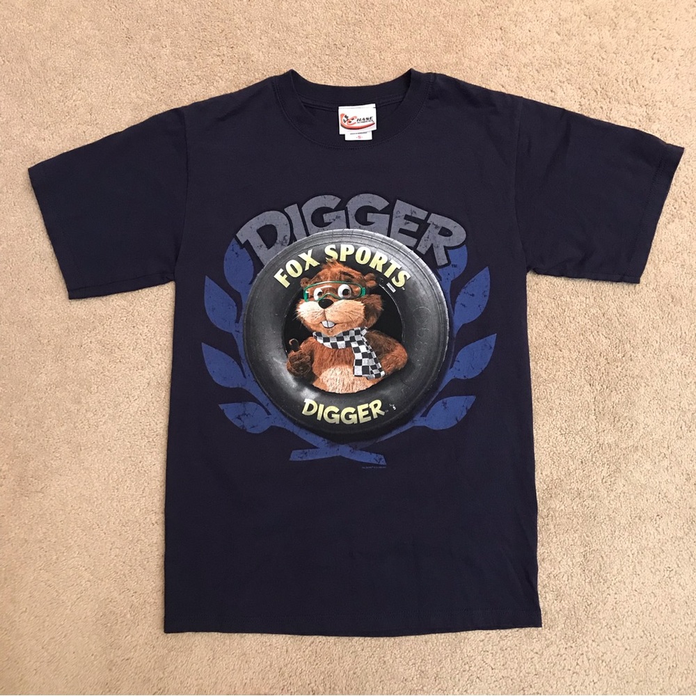 Digger Fox Sports NASCAR Graphic Tee Adult Size Small Navy Blue Gopher
